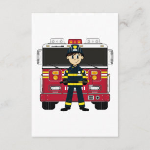 Vuurman met RSVP-kaart met Fire Engine RSVP Kaartje