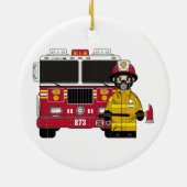 Vuurman met vuurmotorversiering keramisch ornament (Achterkant)