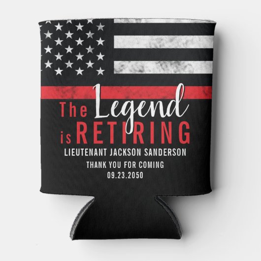 Vuurman Retirement Thin Red Line Flag Firefighter Blikjeskoeler (Voorkant)