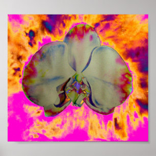 Vuurorchidee, abstracte levendige bloemschildering poster