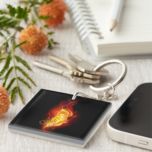 Vuurpacock Veer Sleutelhanger (Voorkant Rechts)