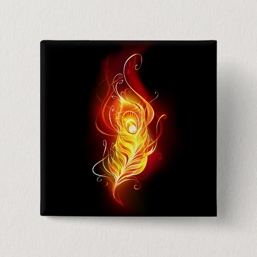 Vuurpacock Veer Vierkante Button 5,1 Cm (Voorkant)
