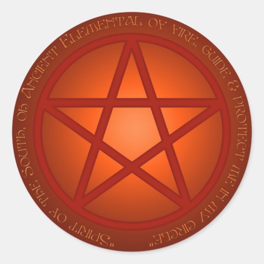Vuurpentakel Ronde Sticker (Voorkant)