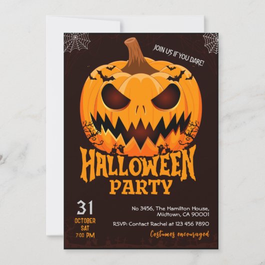 Vuurpompoen Jack o lantaarn vleermuizen Griezelige Kaart (Voorkant)