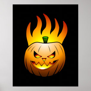 Vuurposter met Halloweenpompoen Poster