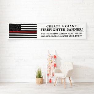 Vuurredding als Amerikaanse vlag, lang wit Spandoek