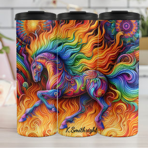 Vuurregenboogpaard Psychedelische Fantasie Thermosbeker