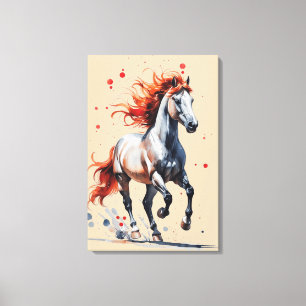 Vuurrijke Geest - Majestueuze Paard Watercolor Kun Canvas Afdruk