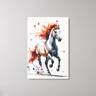 Vuurrijke Geest - Majestueuze Paard Waterkleur Kun Canvas Afdruk