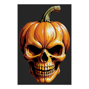 Vuurrijke Pompoen Schedel voor Halloween Perfect Poster