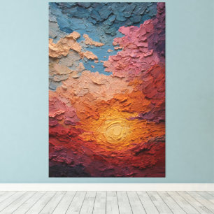 Vuurrijke Zonsondergang Met Stralende Lucht Abstra Canvas Afdruk