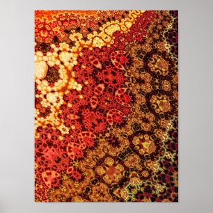 Vuurrode Amber Kaleidoscoop Tapijt Fractal Poster