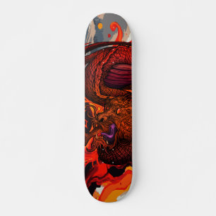 Vuurrode Oranje Draak Kunst Illustratie Skateboard