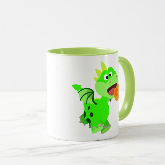 Vuurspitterende Baby draak van de Cartoon van Cute Mok (Voorkant rechts)