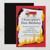 Vuurstofbrandweerman Birthday Party Kaart (Voorkant / Achterkant)