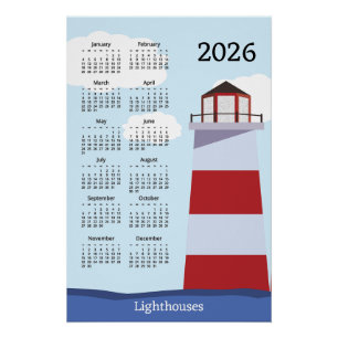 Vuurtoren 2026 kalenderposter perfect poster