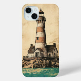 Vuurtoren aan de kust iPhone 15 mini hoesje