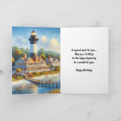 Vuurtoren Aquarel Gelukkig Verjaardag Kaart (Binnen)