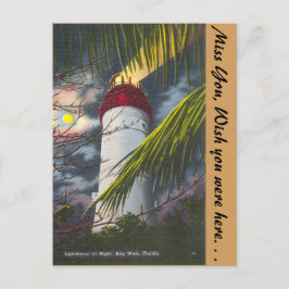 Vuurtoren bij nacht Key West, Florida Briefkaart