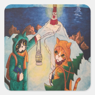 Vuurtoren bij nachtkastjes rechthoekige sticker