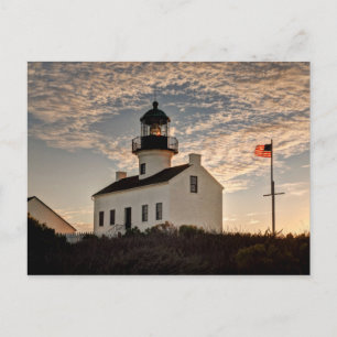 Vuurtoren bij zonsondergang, Californië Briefkaart
