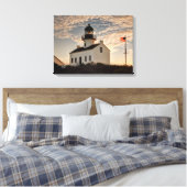 Vuurtoren bij zonsondergang, Californië Canvas Afdruk (Insitu (Slaapkamer))