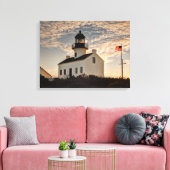 Vuurtoren bij zonsondergang, Californië Canvas Afdruk (Insitu (Woonkamer))