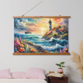 Vuurtoren Bloementuin op het Zee Hangend Wandkleed (Slaapkamer)
