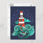 vuurtoren briefkaart (Voorkant / Achterkant)