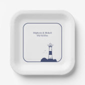 Vuurtoren bruiloft papieren bordje (Voorkant)