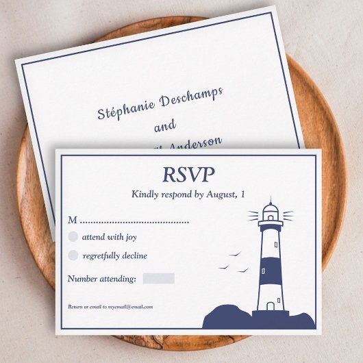 Vuurtoren Bruiloft RSVP Kaart