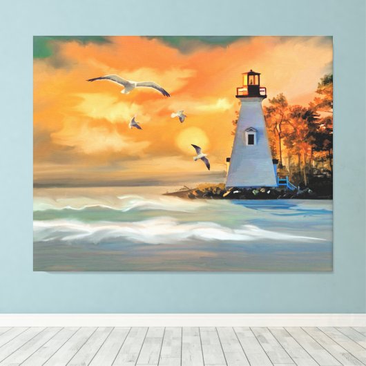 vuurtoren canvas afdruk (Insitu (Houten vloer))