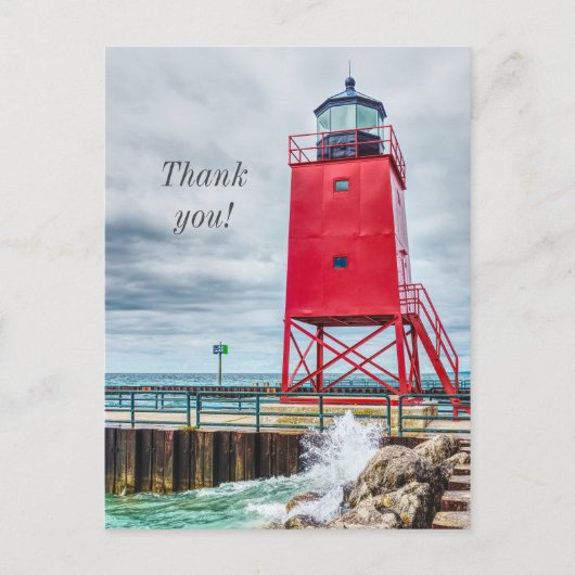 Vuurtoren Charlevoix South Pierhead Hartelijk dank Briefkaart (Voorkant)