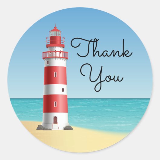Vuurtoren Dank u Strand Bruiloft Ocean Beach Ronde Sticker (Voorkant)