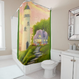 vuurtoren douchegordijn