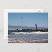 Vuurtoren en boot die naar het Briefkaart van de k (Voorkant / Achterkant)