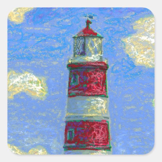 Vuurtoren en lavendervelden vierkante sticker (Voorkant)