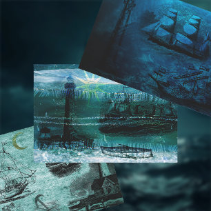  vuurtoren en schepen inpakpapier vel