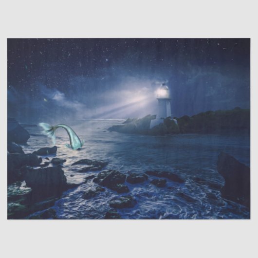 Vuurtoren en Zeemeermin Tissue Paper Tissuepapier (Voorkant)