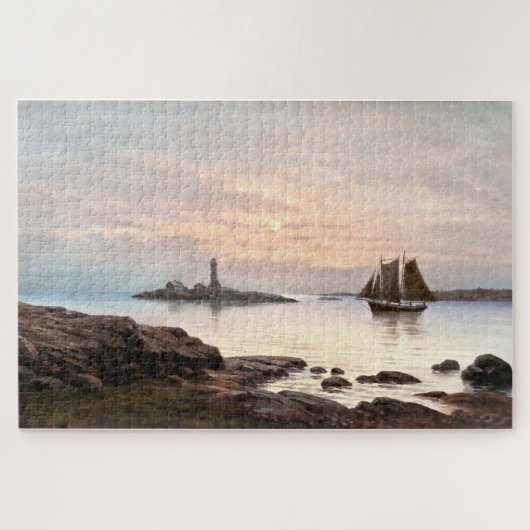 Vuurtoren en zeilboot in het vliegtuig legpuzzel (Horizontaal)