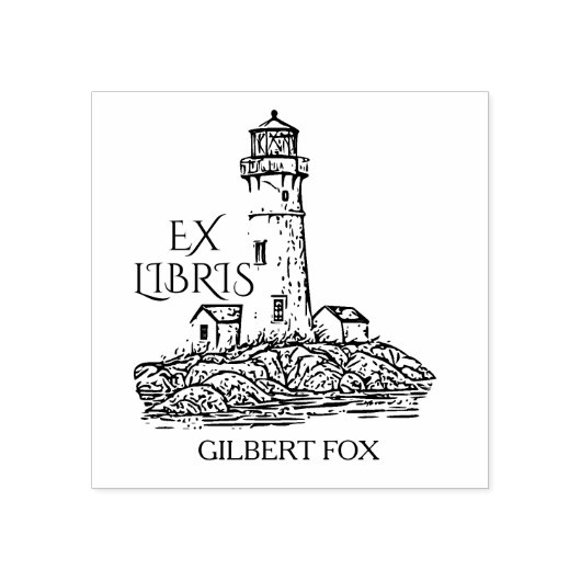 vuurtoren Ex Libris Rubberstempel (Afrduk)