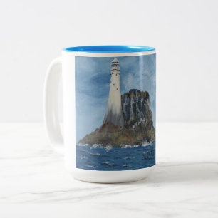 Vuurtoren Fastnet, Ierland, Ierse Zee, Plaquette Tweekleurige Koffiemok