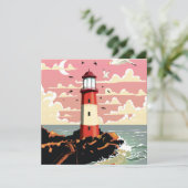  vuurtoren feestdagenkaart (Staand voorkant)