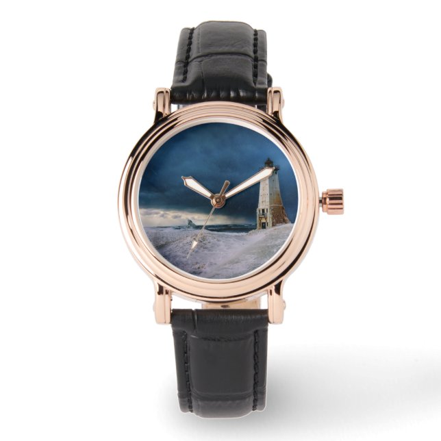 vuurtoren | Frankfort Lighthouse Lake Michigan Horloge (Voorkant)