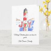 Vuurtoren Gepersonaliseerde Kerst Kaart (Gele Bloem)