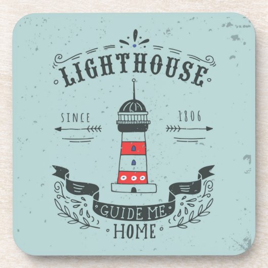 vuurtoren Gids voor thuis Poster Drankjes Onderzetter (Voorkant)