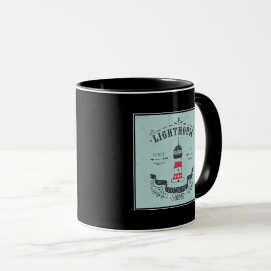 vuurtoren Gids voor thuis Poster Mok (Voorkant rechts)