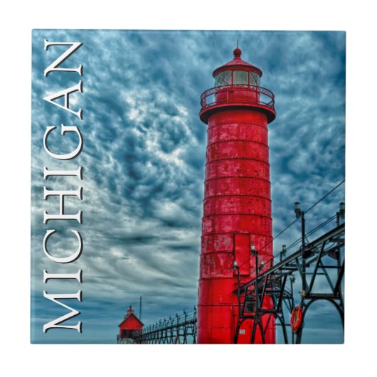 Vuurtoren Grand Haven | Michigan Tegeltje (Voorkant)