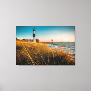 vuurtoren Grote Sable Lighthouse Ludington, MI Canvas Afdruk