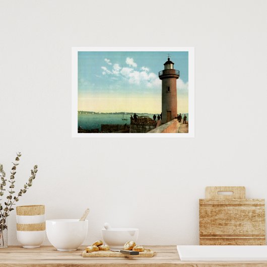 vuurtoren, haven Le Vieux, Cannes Poster (Keuken)